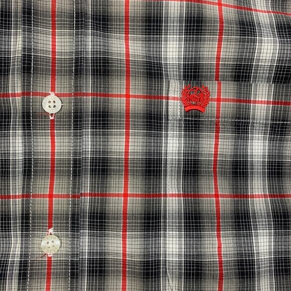 Cinch Shirt Mens XL Gray Red Cotton Plaid Long Sleeve Button Down Western Dress - Picture 5 of 12